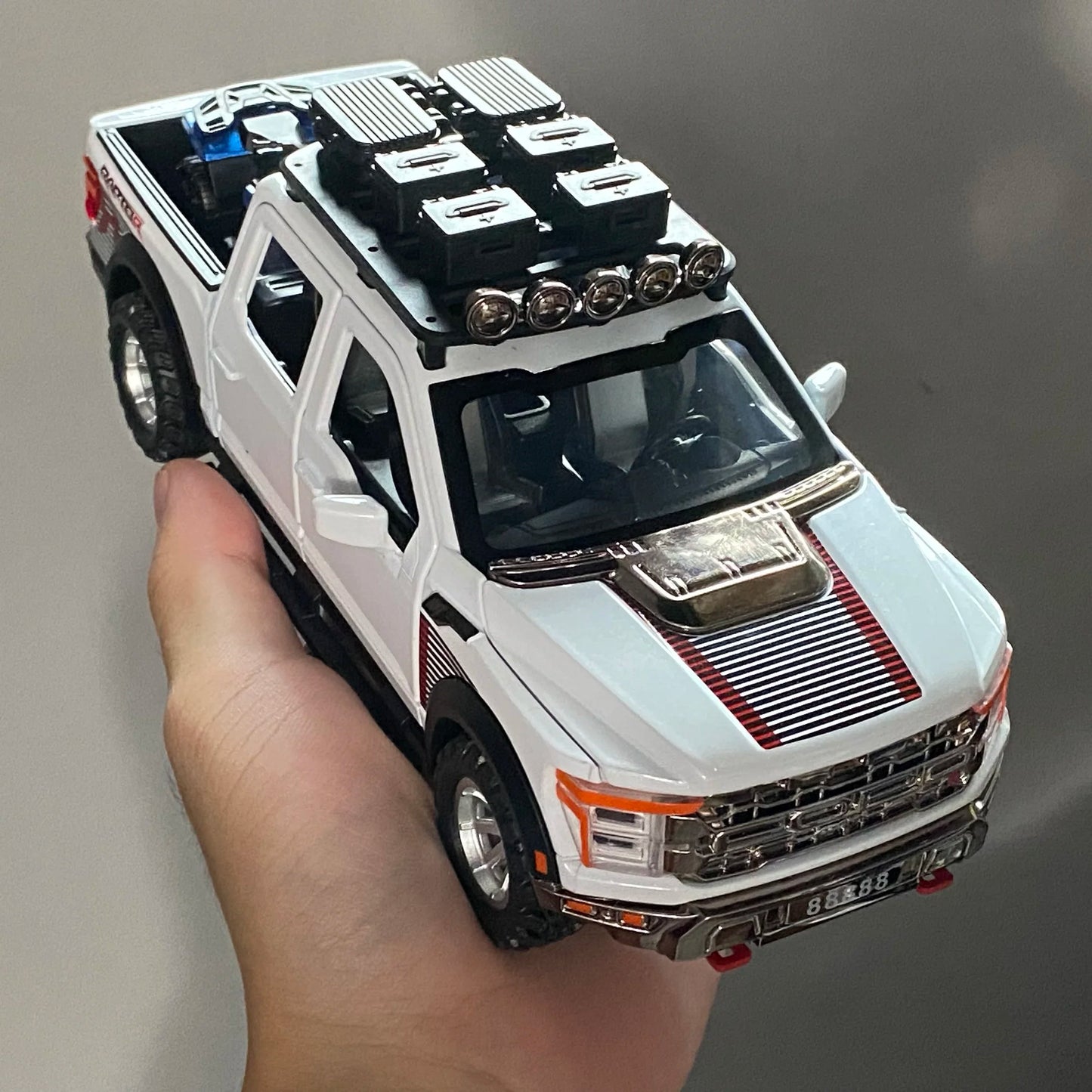 1:24 F150 Off Road Pickup Truck Alloy Diecast Metal Model Sound & Light Pull Back Toy Trendy Display Birthday Present For Friend