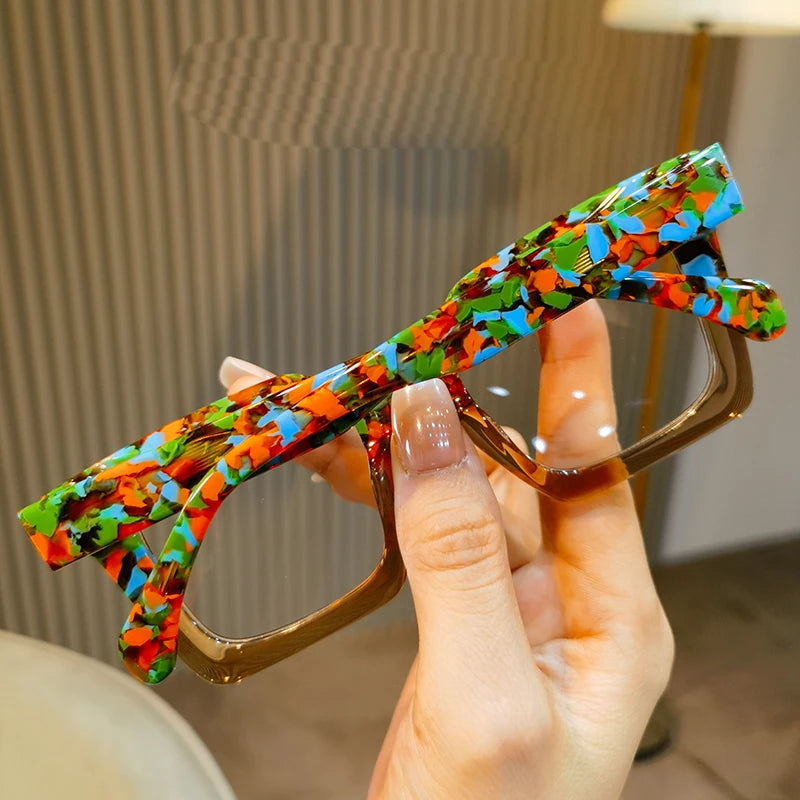 Luxury Acetate Spectacle Frame Fashion Retro Square Eyeglasses Optical Prescription Frames