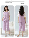 2-Pcs Women’s Cotton Pajama Set – Breathable Short Sleeve Summer Sleepwear with Cute Prints