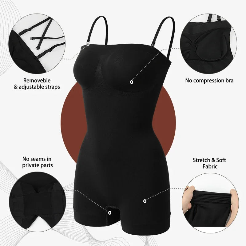 Seamless Strapless Bodysuit Off Shoulder Tube Top Women Shorts Shapewear Tummy Control Body Shaper Fajas Skinny Underwear