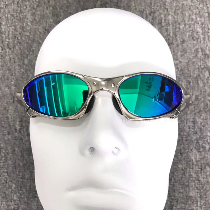 Polarized UV400 Cycling Sunglasses – Silver Metal Frame Fishing Riding Bicycle Eyewear