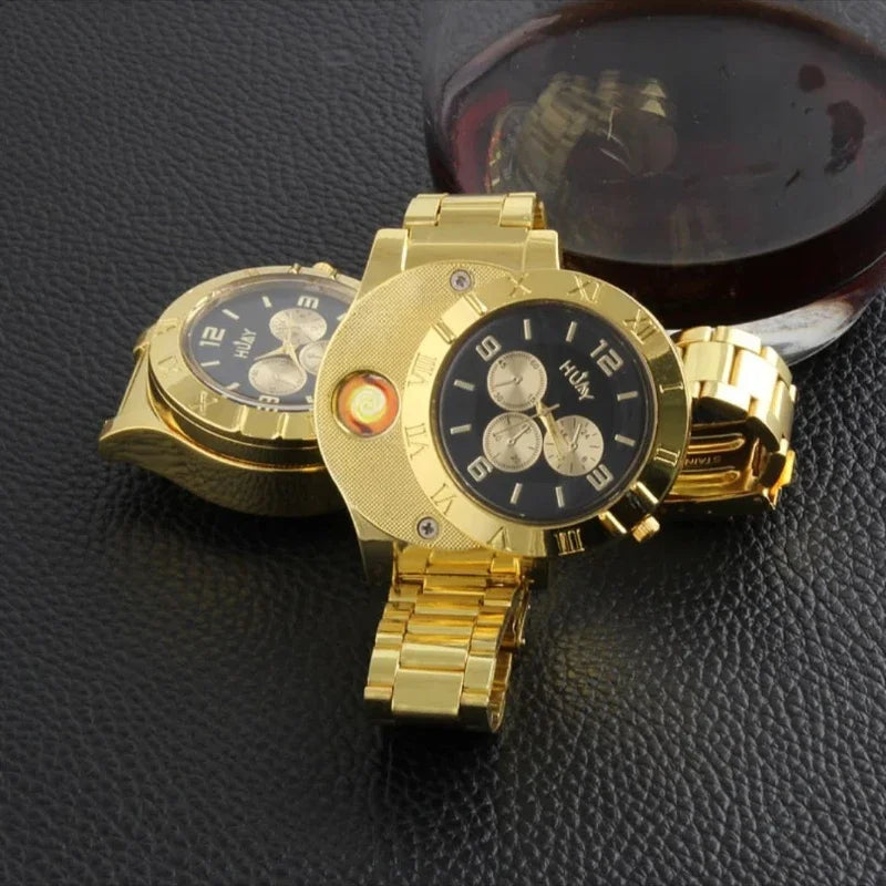 Watch Inflatable Lighter Fashion Metal Gas Windproof Portable Open Flame Lighter Smoking Cool Personality Gift