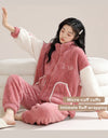 Women’s Winter Flannel Pajama Set – Thick, Soft Coral Fleece with Zipper & Oversized Fit