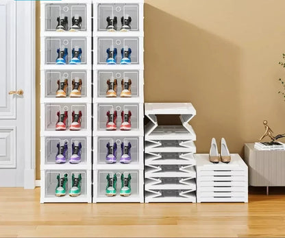 Shoe Organizer Foldable Plastic Shoe Storage Boxes for Sneakers Stackable Dustproof Transparent Cabinet Multi Layer Shoes Rack