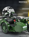 1/10 Alloy Retro Tricycle Side-car Motorcycle Model Diecast Metal Classic Military Motorcycle Model Sound and Light Toy Gift