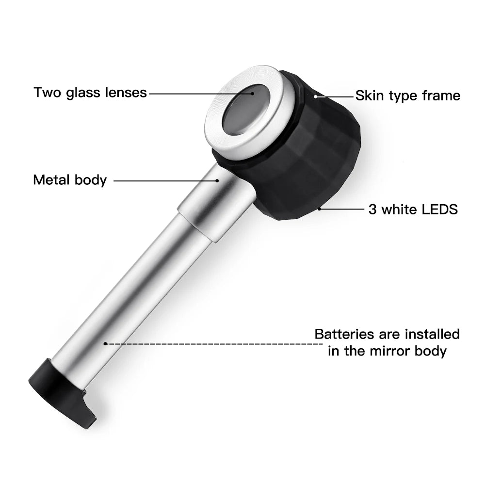 30X LED UV Magnifier Loupe with Scale Metal Handheld