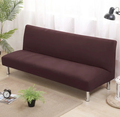 Armless Sofa Covers Elastic Solid Color Sofa Bed Cover Folding Seat Slipcover Dust-proof Stretch Couch Protector for Living Room