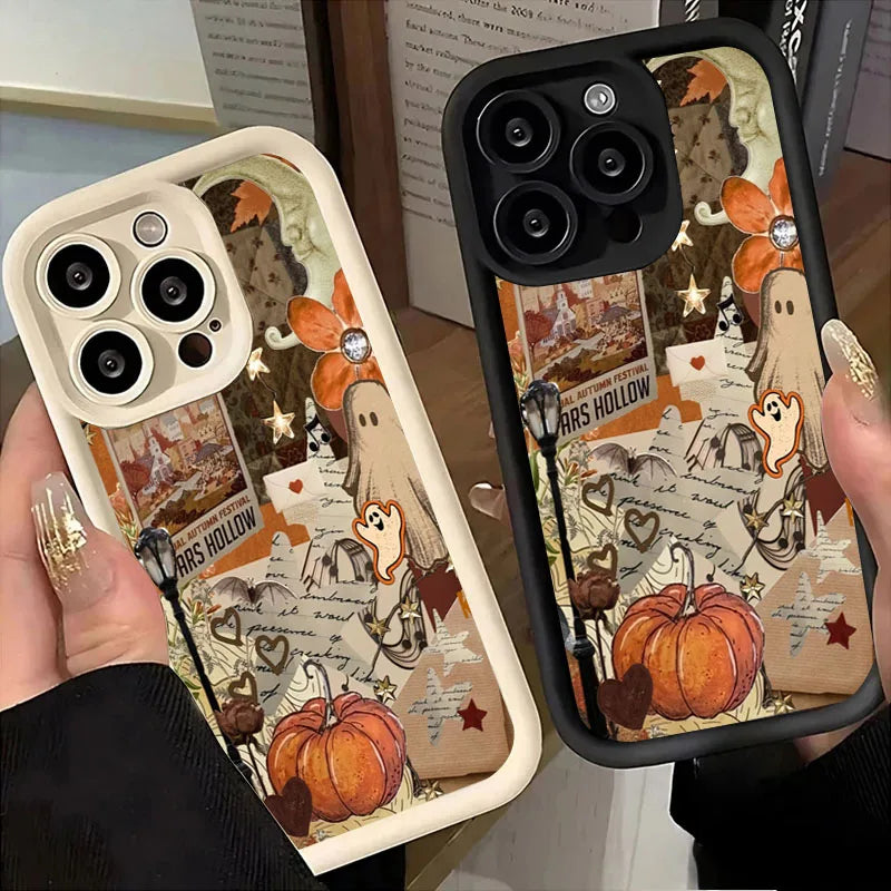 Creative Halloween Pumpkin Pattern Phone Case For iPhone 17 16 15 Pro Max Air 14 16E Soft Cover
