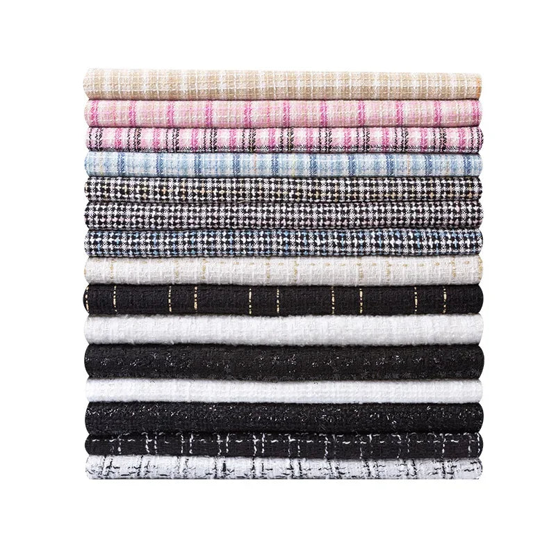 0.5M/1M/2M/3M High Quality fiber plaid woven tweed fabric for garment DIY coat clothing sewing quilting Cloth by the meter
