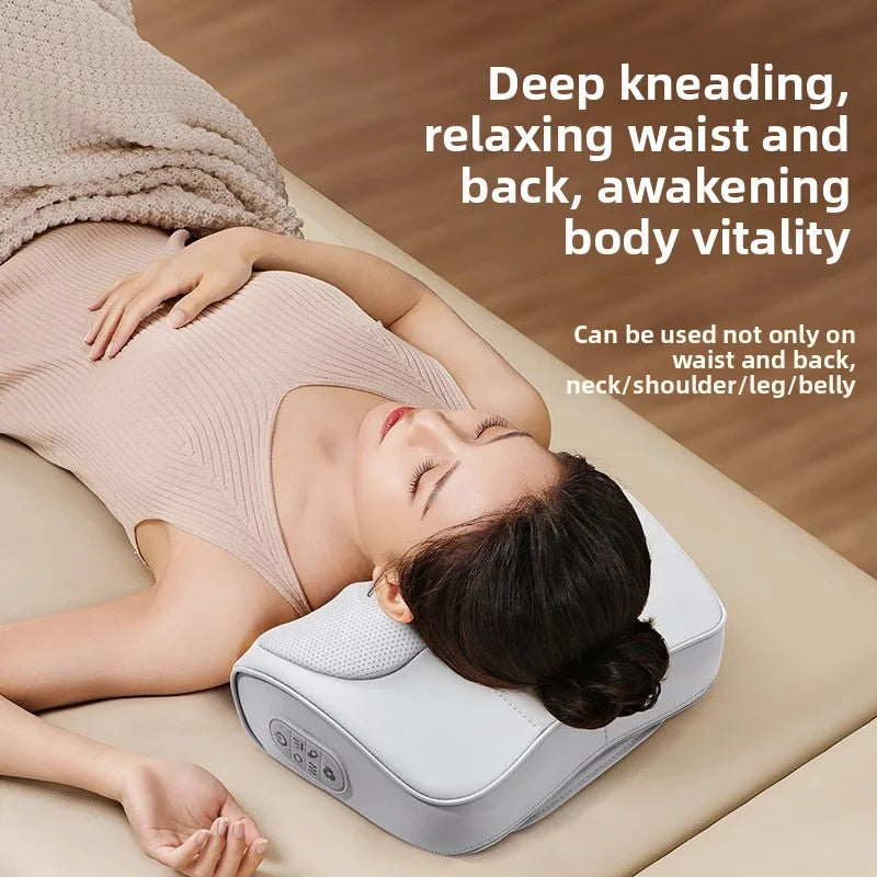 Neck Massage Pillow Electric Cervical Massager Waist Back Shoulder Shiatsu Kneaded Multifunctional Hot Compress Relaxation Gift