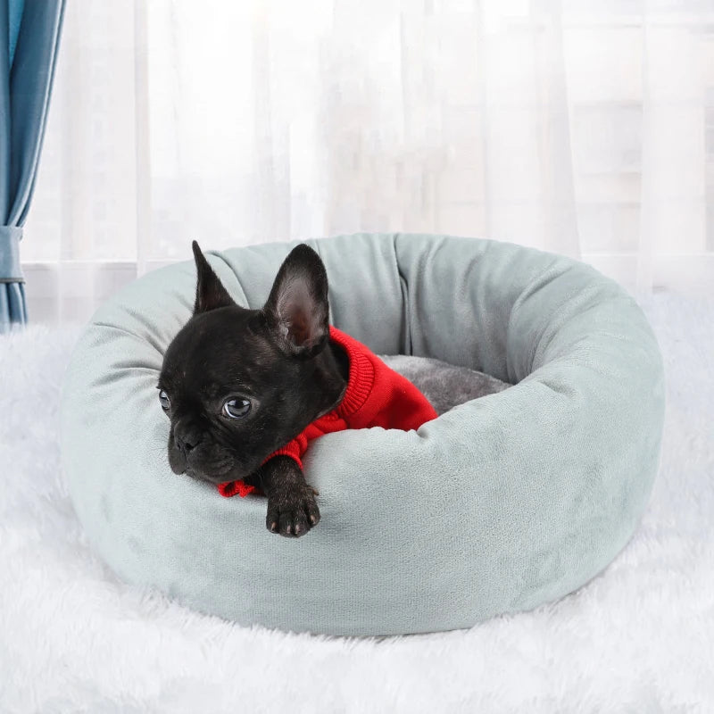 Washable Plush Pet Bed Sofa Gray for Dogs and Cats