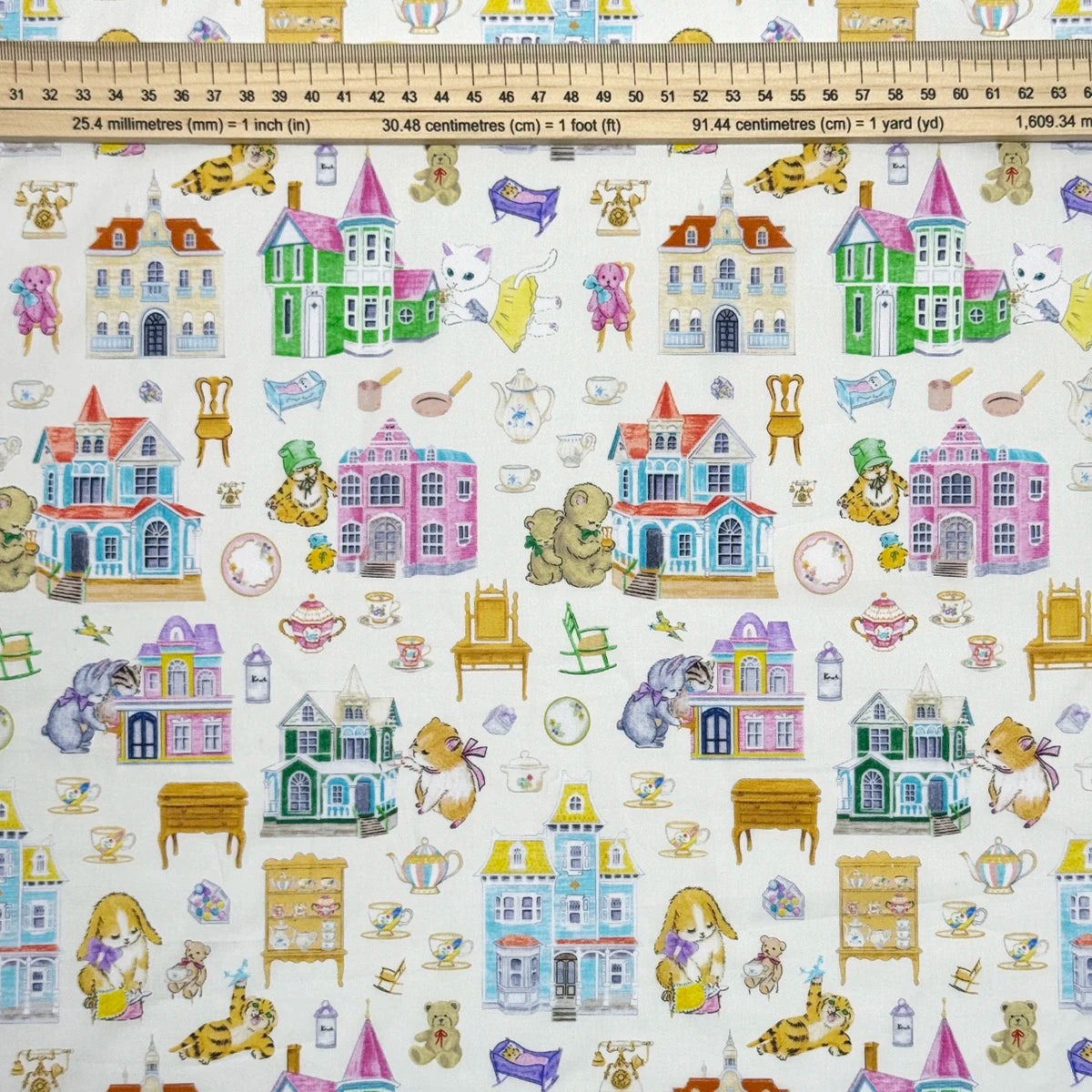 100% cotton Hokkoh-Doll house Milky tana lawn fabric 80s Poplin printing Sewing fabric Making Dress Clothing Handmade DIY Cloth