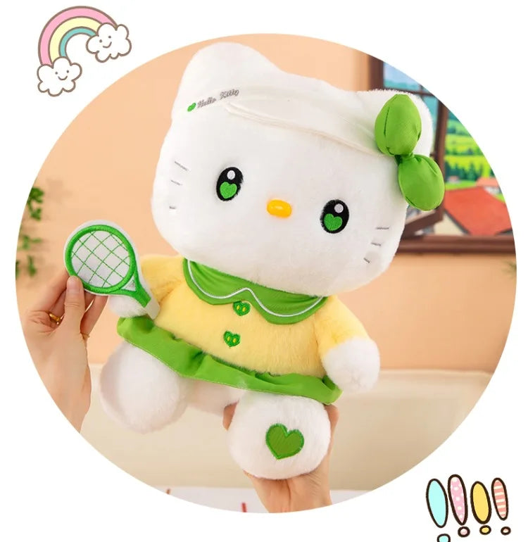 Cute Cat Character Tennis Theme Plush Stuffed Doll Toy