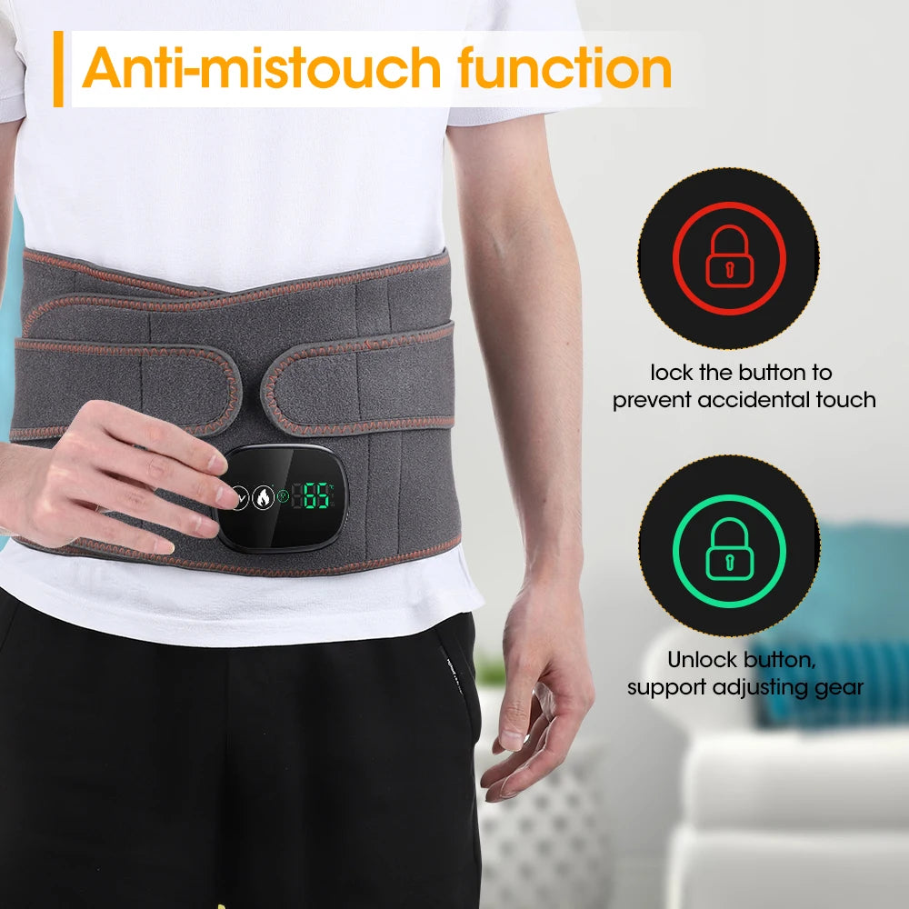 Multifunctional Heating Waist Massager Rechargeable Heated Massage Belt Hot Compress Vibration Heating Massage Waist Belt