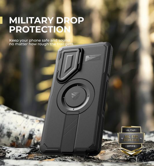 For Samsung Galaxy S25 Ultra Rugged Armor Shockproof Case with Built-in Sliding Camera Cover Built-in Screen Protector Kickstand