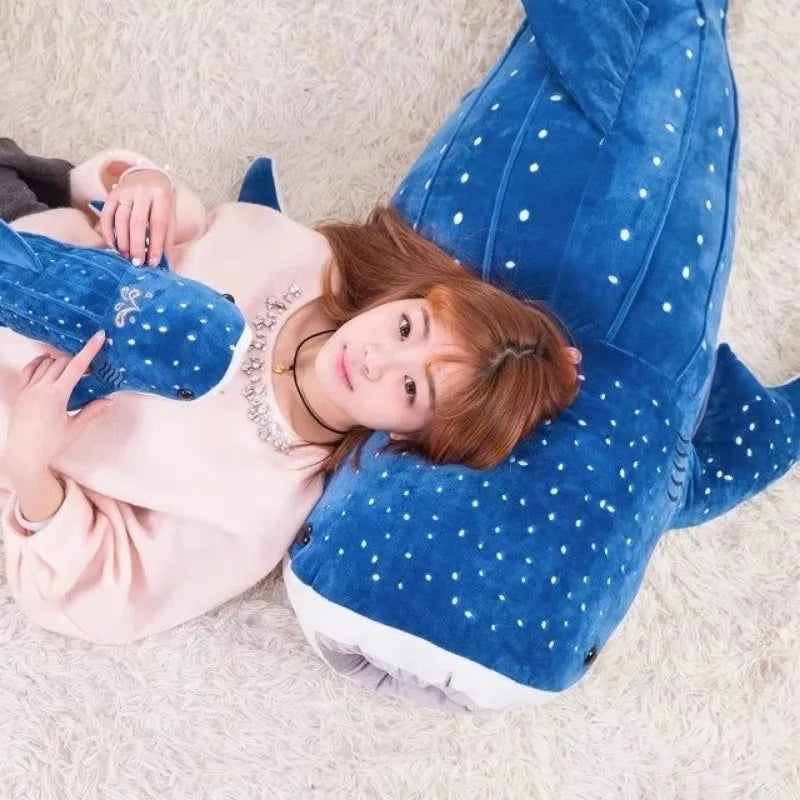 Large Whale Shark Body Pillow Long Cute Fish Stuffed Sofa Decorative Plush Body Pillow Whale Shark Back Plush Cushion Decor Gift