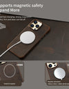 for Magsafe Case for iPhone 15 16 Pro Max 16Pro Retro Luxury Full Grain Cowhide Genuine Oiled PULL-UP Leather Magnetic Cover
