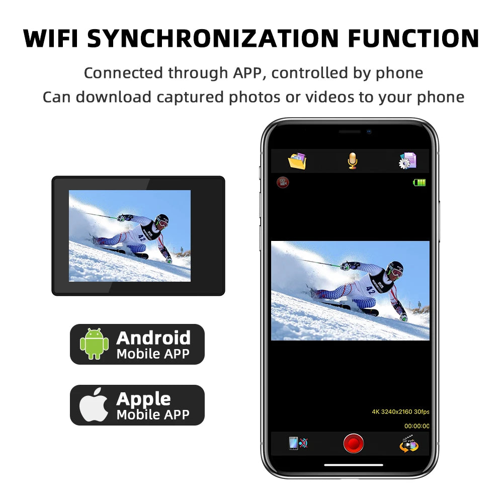 Action Camera 1080P/30FPS WiFi Bicycle Mini Camera 140° Wide-angle  Underwater Waterproof Cameras Outdoor Sports Video Recording