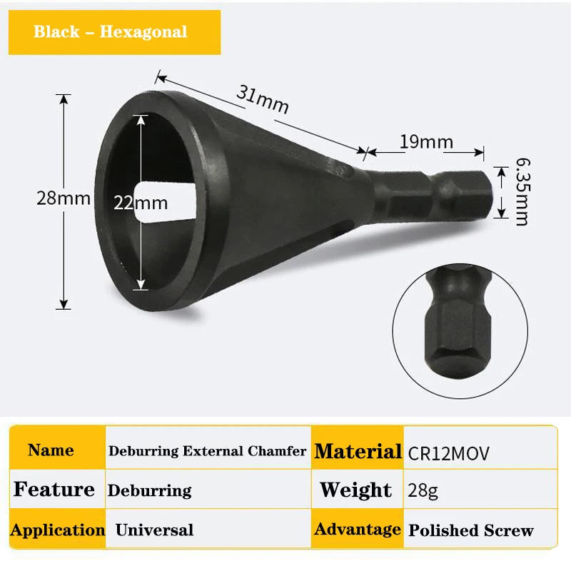 Deburring External Chamfer Tool Gr12mo Triangle/Hexagonal Metal Shank Drill Bit Remove Burr Power Tool Accessories