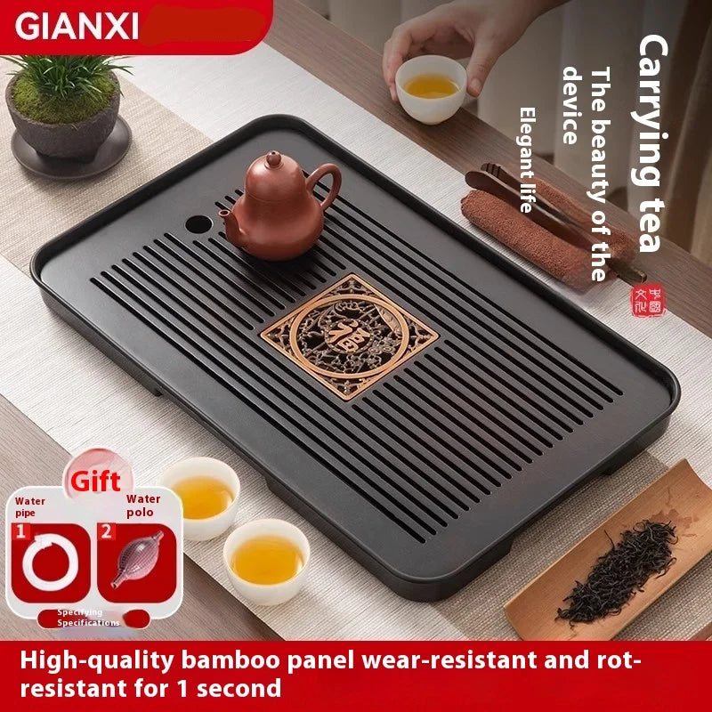 Bamboo Tea Tray Portable Dishes Rectangle Tea Ceremony Chaban Tea Chaban Tea Table Dual Purpose Drainage Water Storage