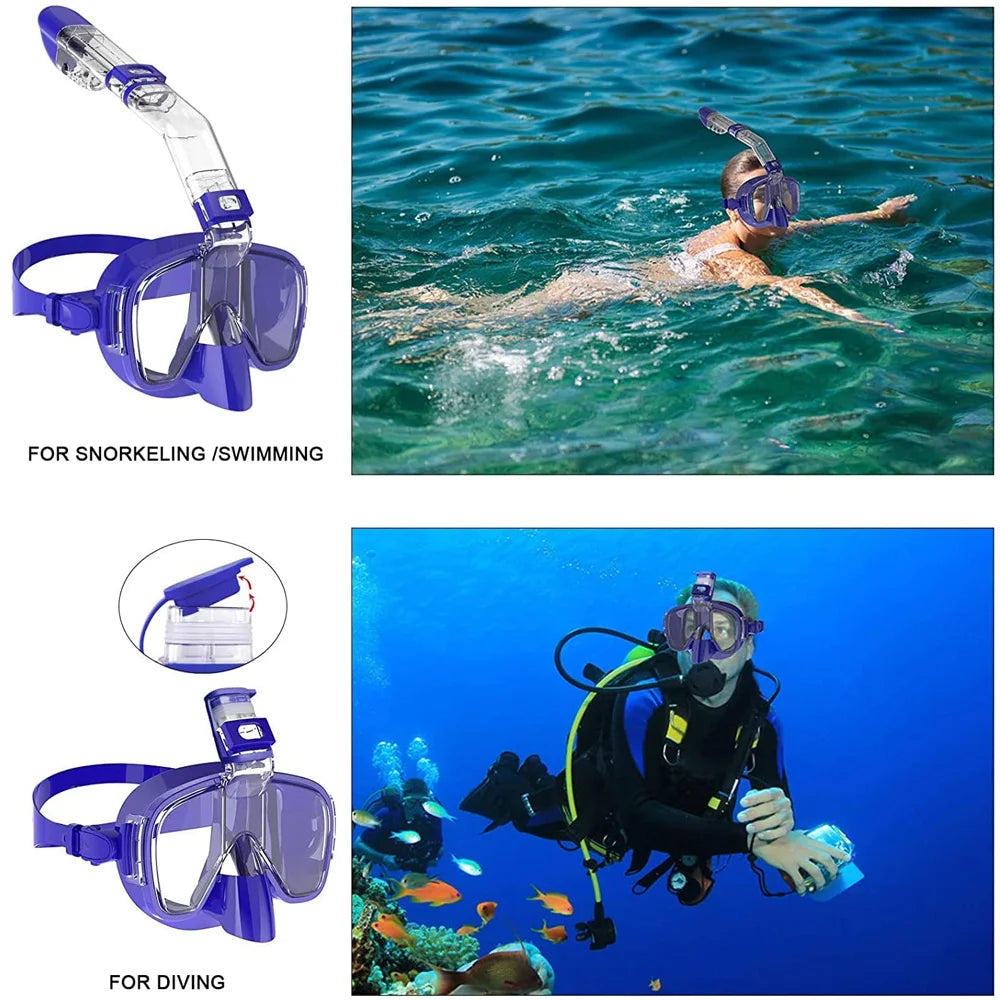 Underwater Snorkeling Half face Face  Swimming Mask Set Scuba Diving Respirator Masks Anti Fog Safe Breathing for Adult