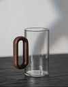 350ml High Borosilicate Glass Coffee Cup with Walnut Wooden Handle Heat-Resistant Glass Home Tea Milk Coffee Mug Breakfast Cups