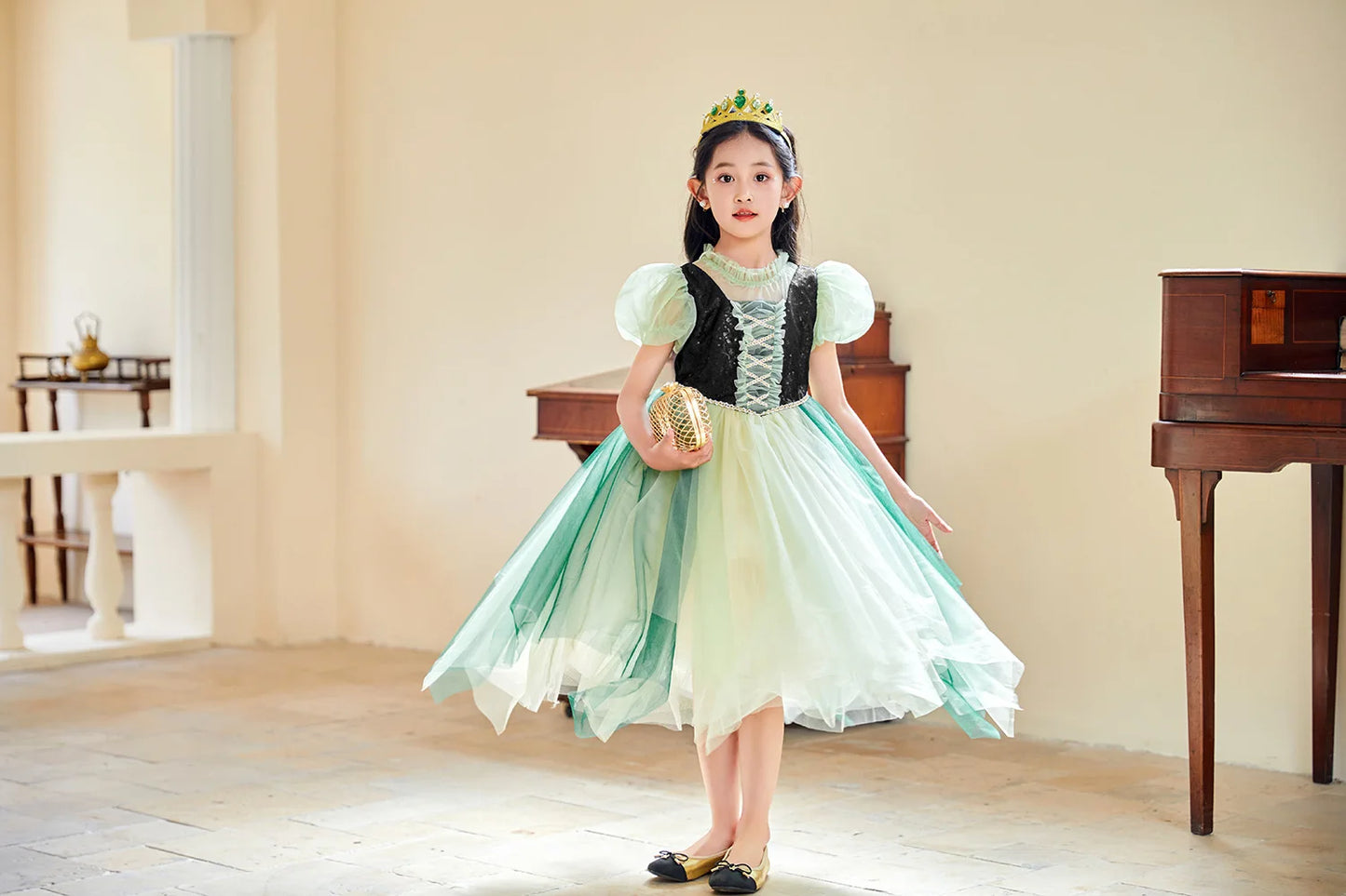 Summer New High-Quality Princess Dress - Girls Asymmetrical Tulle Skirt for Birthday & Children‘s Day