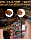 Cigar Cutter,5 in 1 Cigar Cutter Set,Built-in Cigar V Cutter, Flat Cutter, Cigar Punch, Cigar Draw Enhancer and Cigar Holder