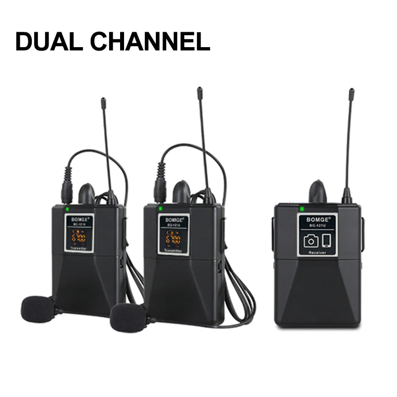 Wireless Lavalier Microphone System with Dual Transmitters for Smartphones Cameras and Live Streaming