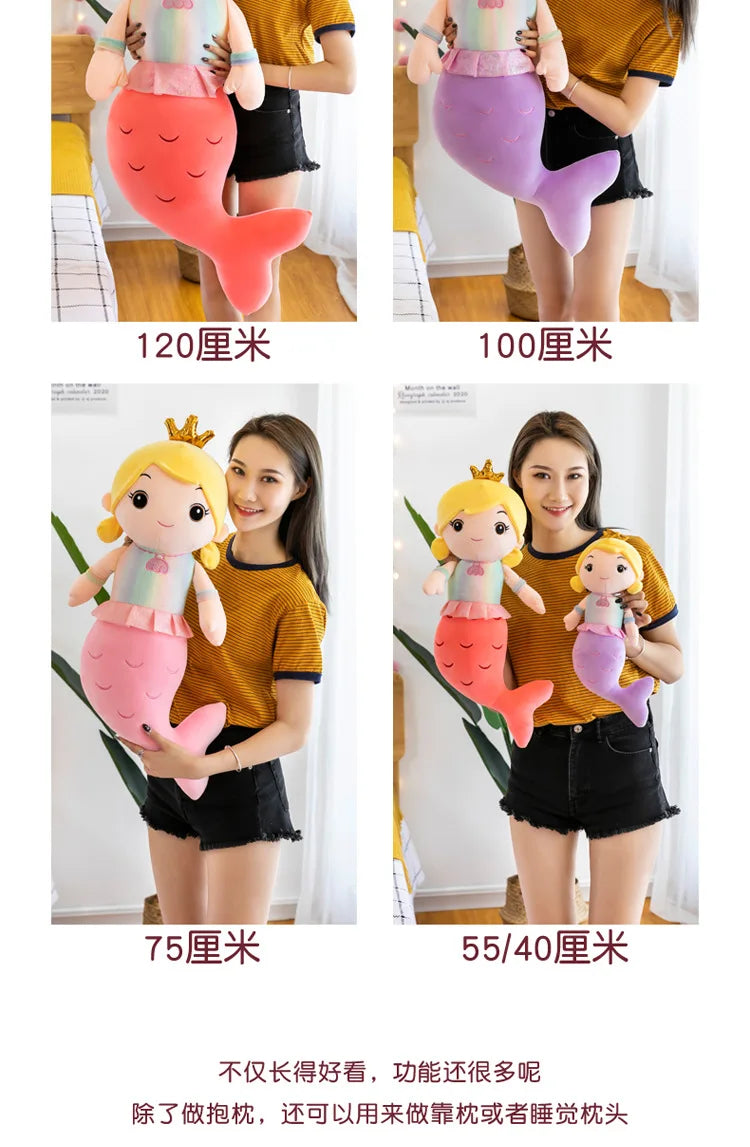 Kawaii Mermaid Plush Pillow Toy Cute Stuffed Doll for Kids Girls Bedroom Decor Perfect Christmas Birthday Gift Soft Cuddly Toy