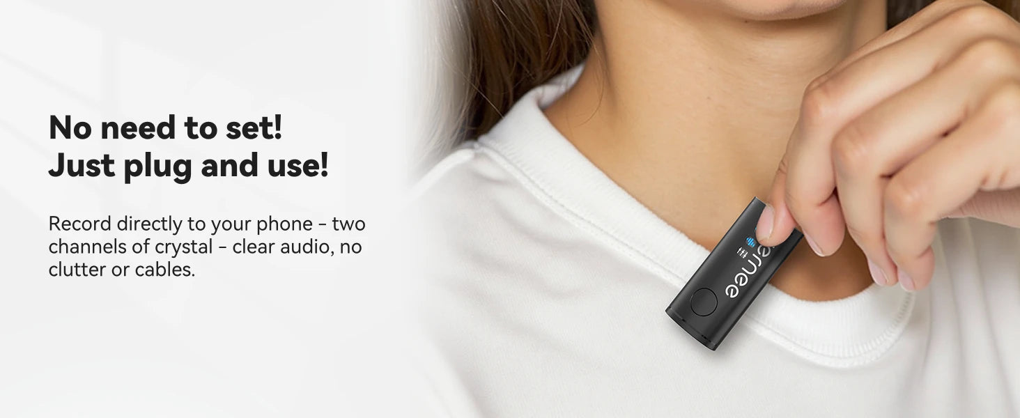 V10 Wireless Lavalier Microphone 60M Noise Cancellation Vlog Short Video Recording Mini Mic for iPhone/Android