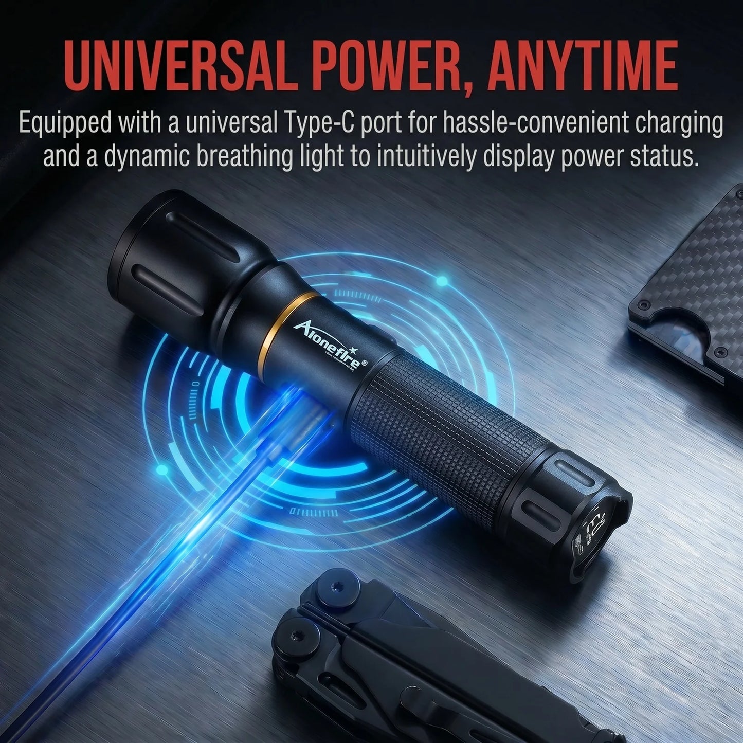 Zoom Blue Light Rechargeable LED Flashlight