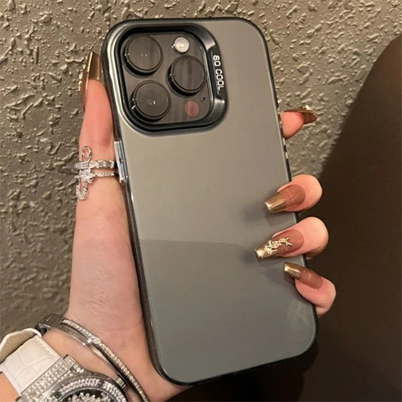 Luxury Matte Anti-drop Armour Phone Case for iPhone 17 16 15 14 Pro Max Air Lens protect Cover