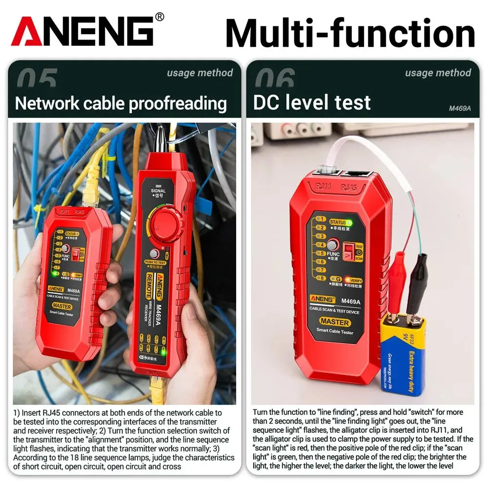 Smart Network Cable Tester RJ45 RJ11 LAN Cable Tester Finder Wire Tracker Receiver Network Repair Electrical Tool