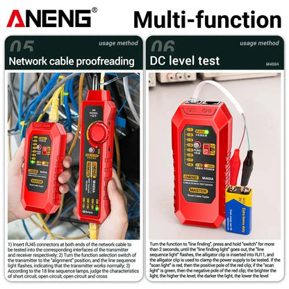 Network Line Tester Cable Finder RJ11 RJ45 Analyzer Test Tracker Receiver Telephone Line Networking Repair Tools