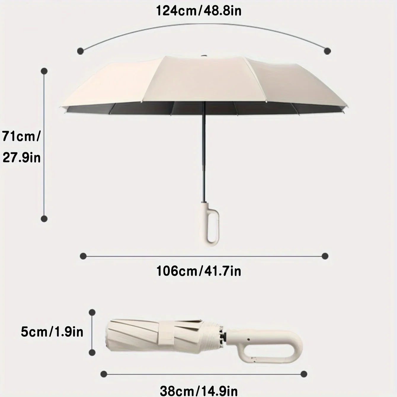 Automatic Folding Umbrella 20 Bone Windproof Large 105cm Reinforced Travel Umbrella Strong Handle Sun Rain Protection