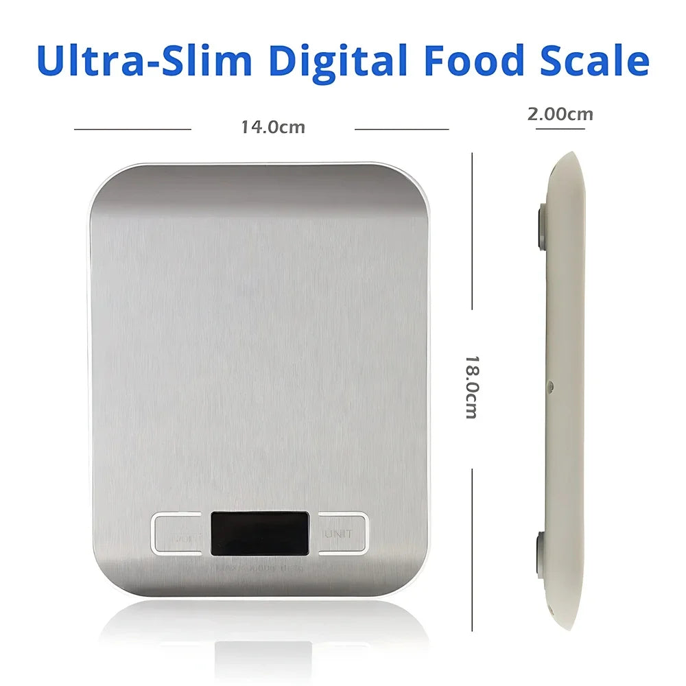 5/10KG Kitchen Scales Stainless Steel Weighing for Food Diet Postal Balance Measuring LCD Precision Electronic Scale