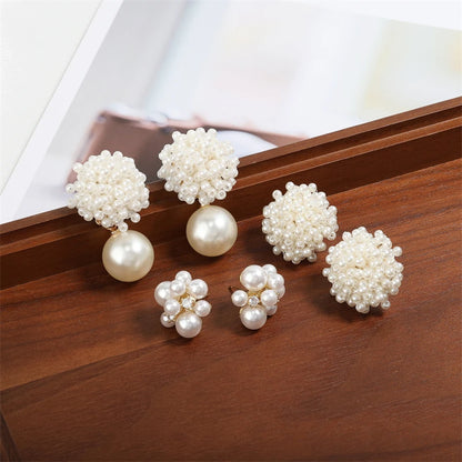 rendy White Spherical Imitation Pearl Drop Earrings