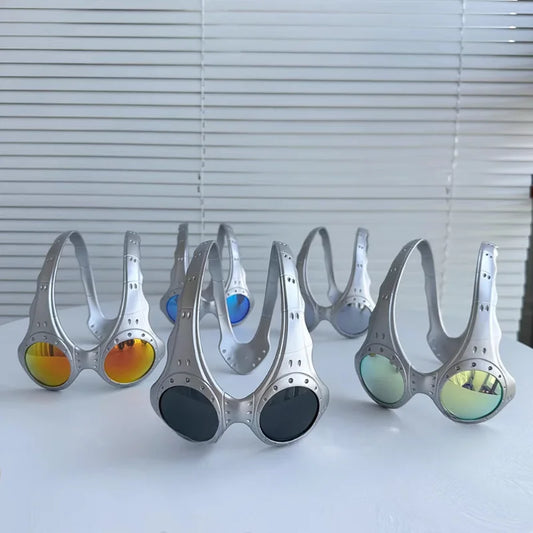 Sunglasses Retro Round Headband Personalized Trend Eyewear Anti-Blue Light UV Protection Full Metal Frame Party Jewelry