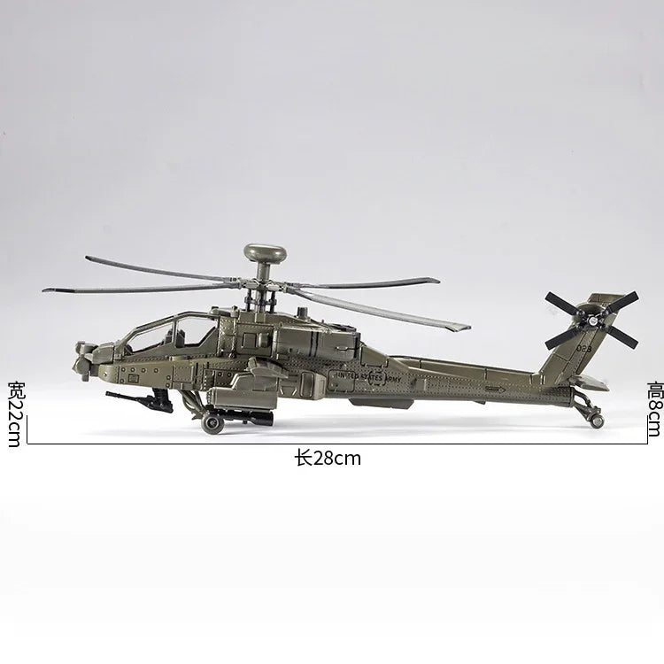 1 32 Scale Apache Black Hawk Armed Helicopter Diecast Alloy Model with Sound and Light
