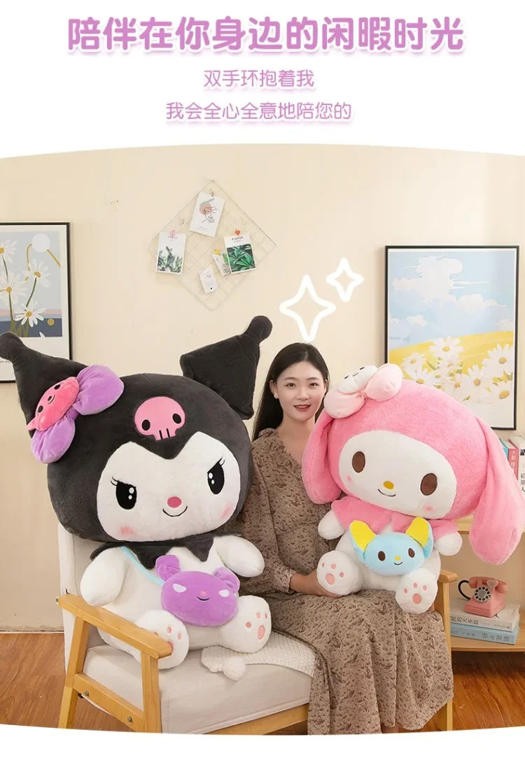 Sanrio Kuromi Plush Dolls 40/50cm Kawaii My Melody Cinnamoroll Soft Stuffed Animals Anime Figure Pillow Cartoon Decor Kids Toys