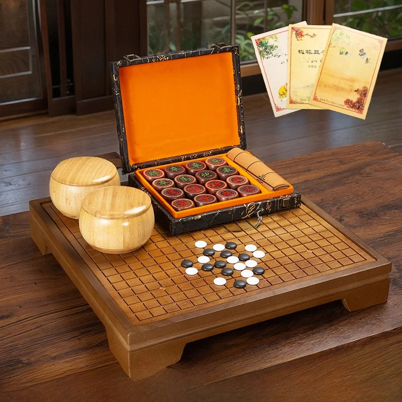 2 in 1 Wooden Chinese Chess & Go Board Game Set
