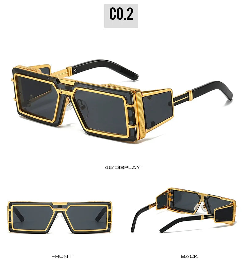 Square Punk Steampunk Sunglasses With UV400 Protection
