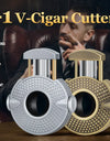3-1 Cigar V Cutter with Stainless Steel Blade, Cigar Holder and Decompression Rotator, Round Cigar Cutter Ergonomically Designed