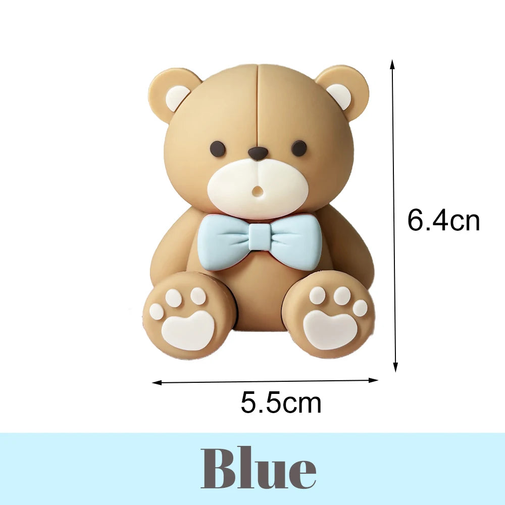 1 Set Brown Bear Cake Toppers  2-4cm White Balls Boho Teddy Bear Cake Topper for Birthday  Shower Cupcake Cake Decoration