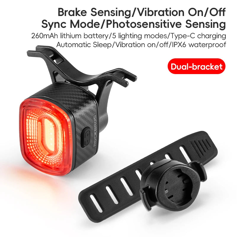 Smart Brake Sensing Bike Taillight IPX6 Waterproof Type-C Synchronized Bicycle Rear Light MTB Road Cycling Tail Light