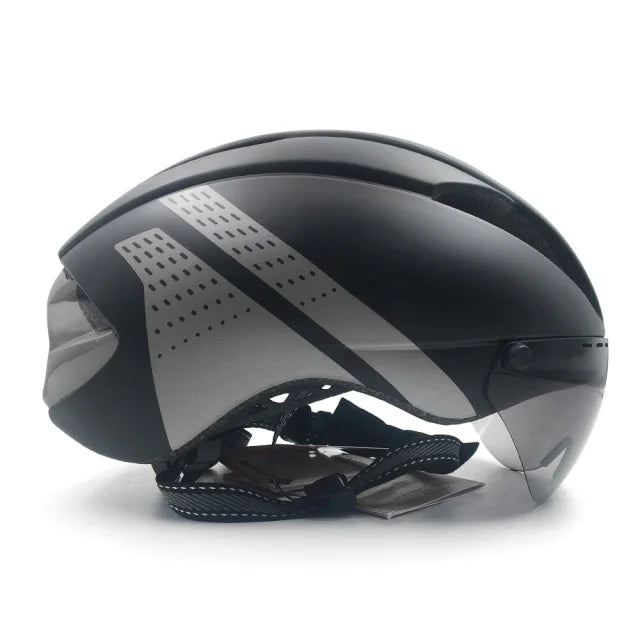 Aero Time Trial Cycling Helmet With Magnetic Lens