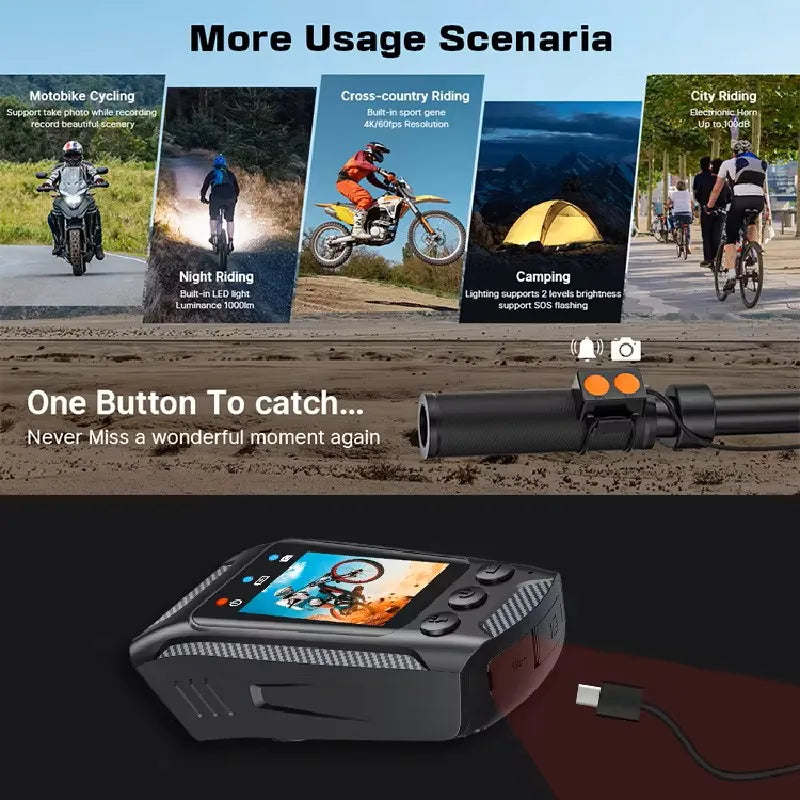4K 60FPS Action Camera with 6 Axis EIS 2 Inch IPS Screen and 5 Hour Recording