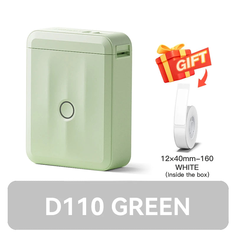 D110 Mini Portable Thermal Label Printer, Bluetooth Wireless Inkless Sticker Maker 12–15mm, Compact Label Machine for Home Organization