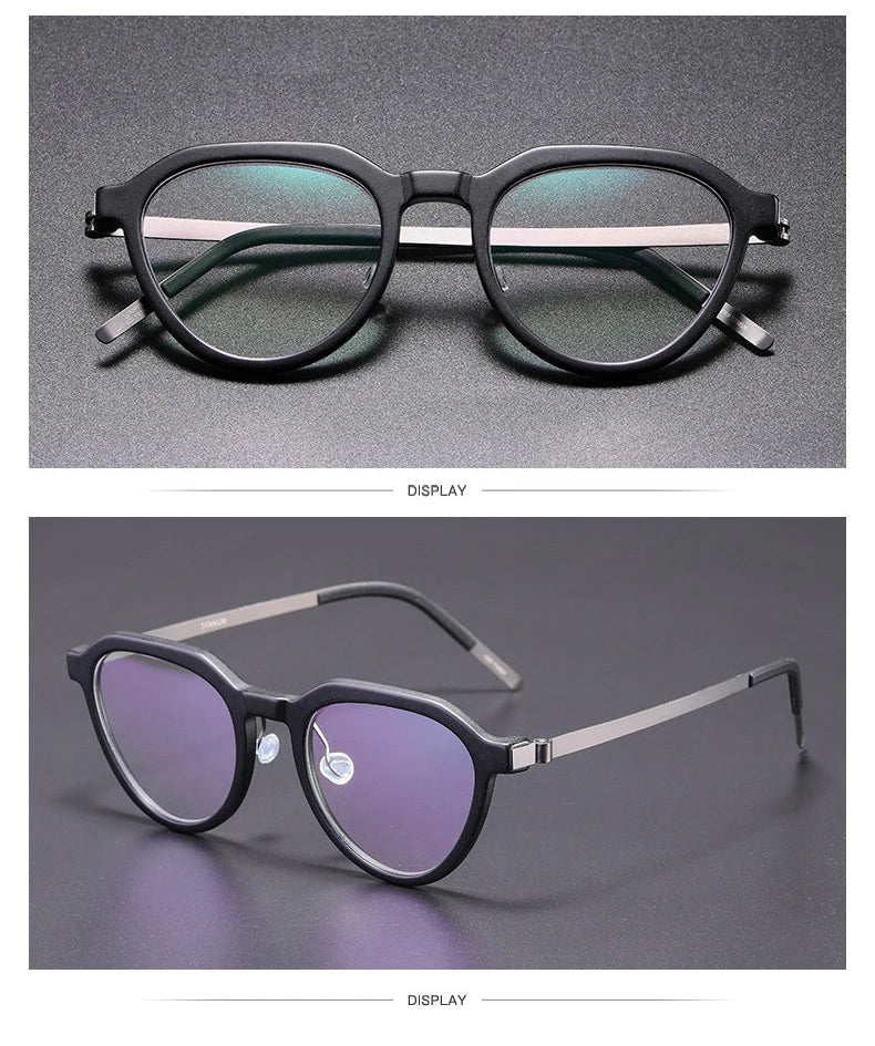 Vintage Polygon Titanium Acetate Screwless Eyeglasses Frame